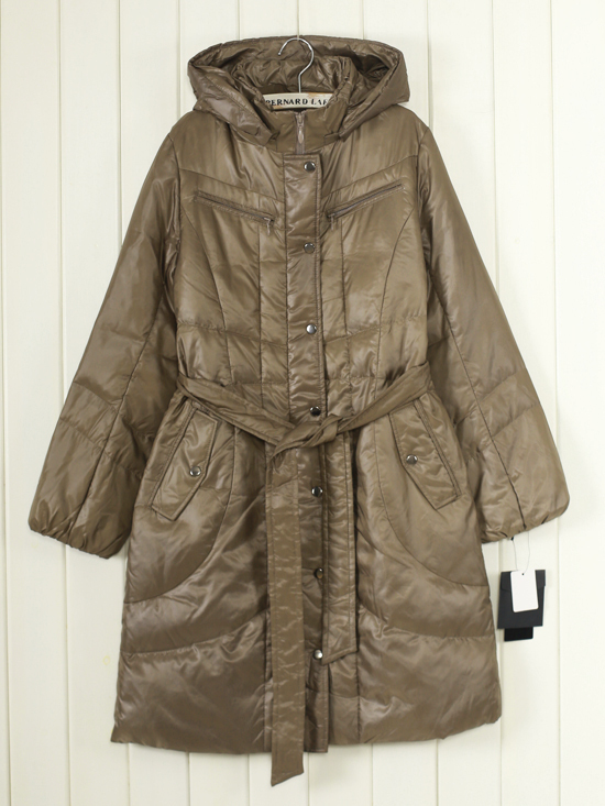 Removable Hood, Belt-Decorated down Jacket