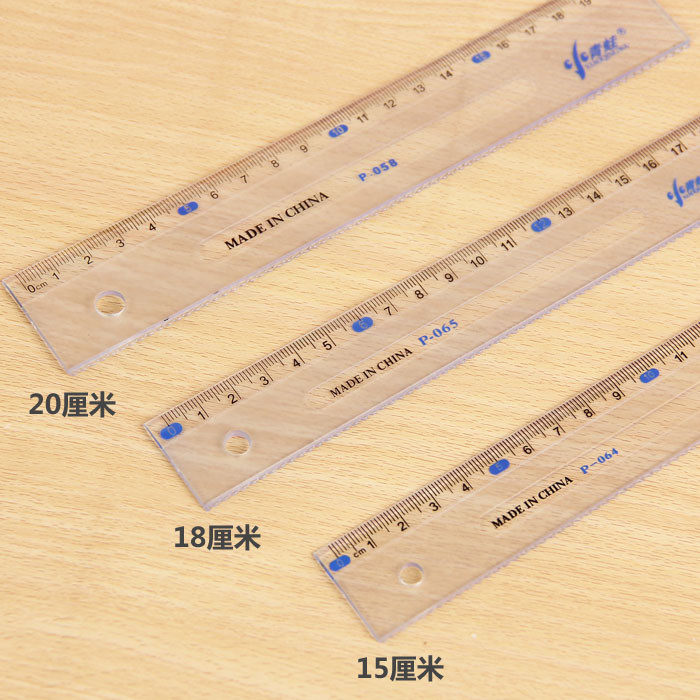 Student ruler plastic 15 18 20cm cm with wave transparent ruler stationery ruler drawing and drawing tool