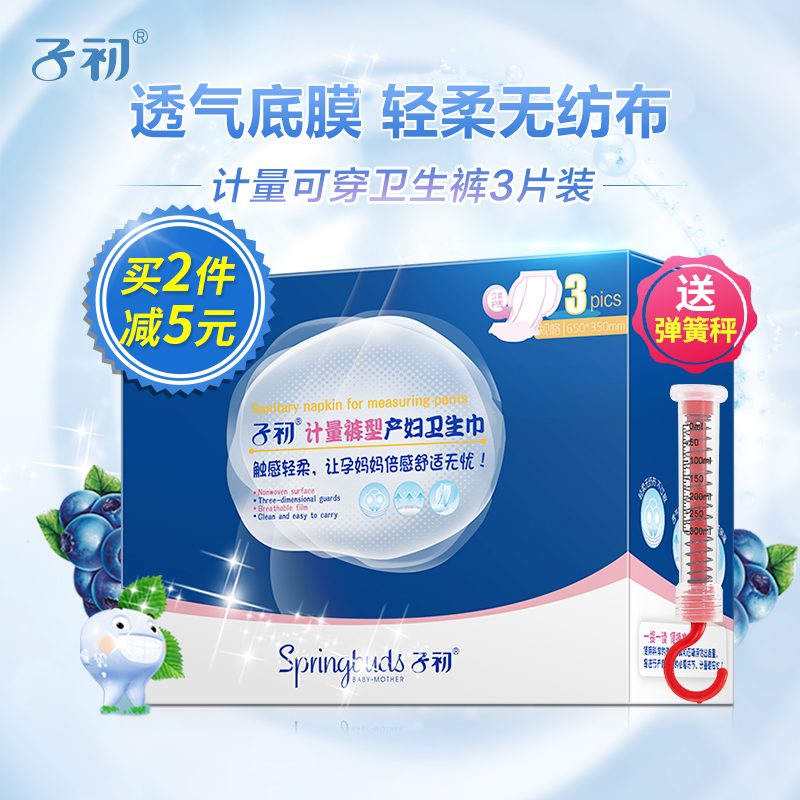 子初计量裤产妇可穿卫生裤出血收集检查垫产妇产后计量卫生巾3片