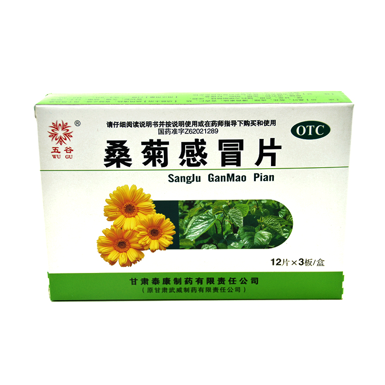 五谷 桑菊感冒片 36片 风热感冒发热头痛咳嗽咽痛口干