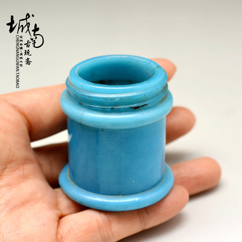 Republic Snow Flower Paste Light Blue Glazed Bottle Cosmetics Foreign Goods Antique Decoration Old Objects Movie and TV props Ancient play