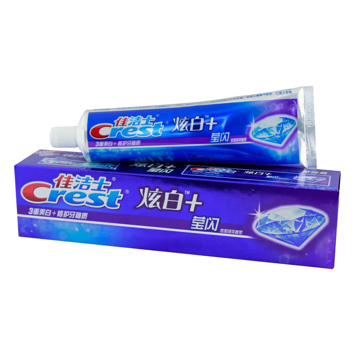 Crest/佳洁士牙膏 炫白+莹闪炫莹绿茶香型 净爽清新口气