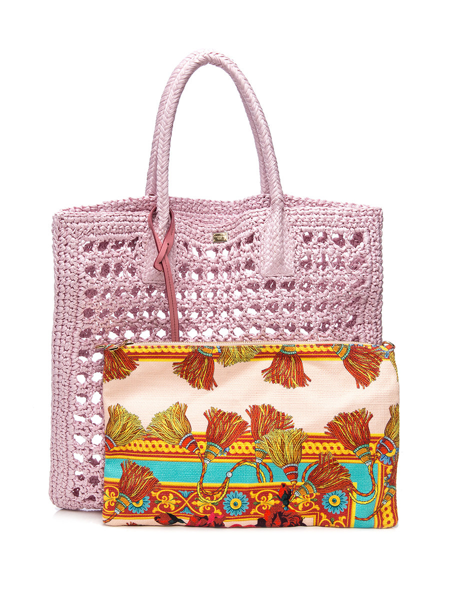 Dolce&Gabbana 粉色镂空编织手提包