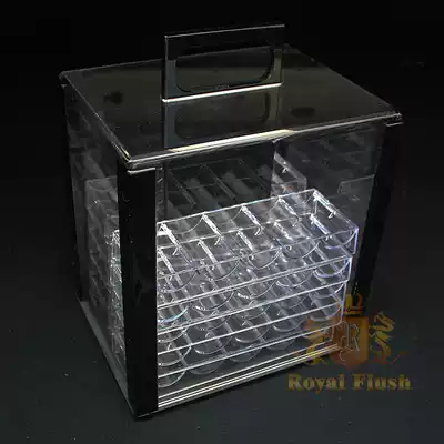 High-end Texas hold'em club special acrylic transparent black bottom 1000 yards chip box box can be carried by hand