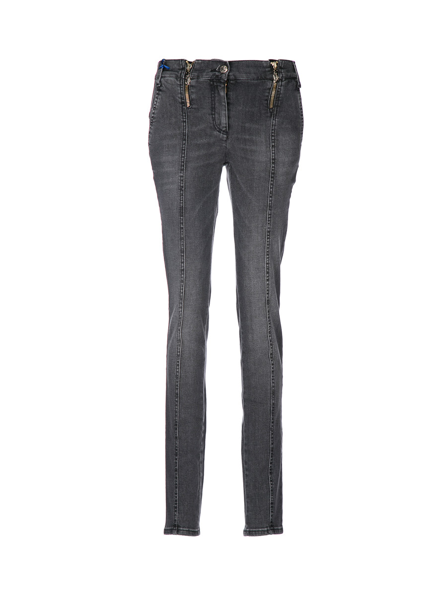 versace jeans 灰色立体剪裁双拉链长裤