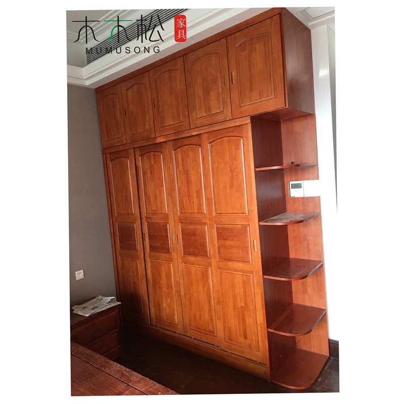 Full Solid Wood Wardrobe Custom Modern Minimalist Pine Cloakroom