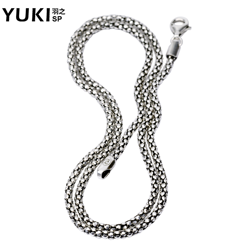 YUKI925银饰品 泰银配链爆谷链粟米链 锁骨项链复古男女百搭银链