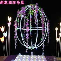New wedding props ceiling ring wreath shelf wedding stage layout decoration flower bean flower wisteria flower arch
