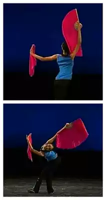 Peach Li Cup Yuan Zhu Jiaozhou Yangge Dance Fan Silk Scarf Yangge Fan Double-sided Longed Silk Dance Fan Factory Direct