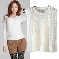 〖百 17 mùa xuân và mùa thu mới stock hàng hóa nữ dài tay áo hai dây voan áo sơ mi ren 2B009 áo sơ mi cộc tay nữ