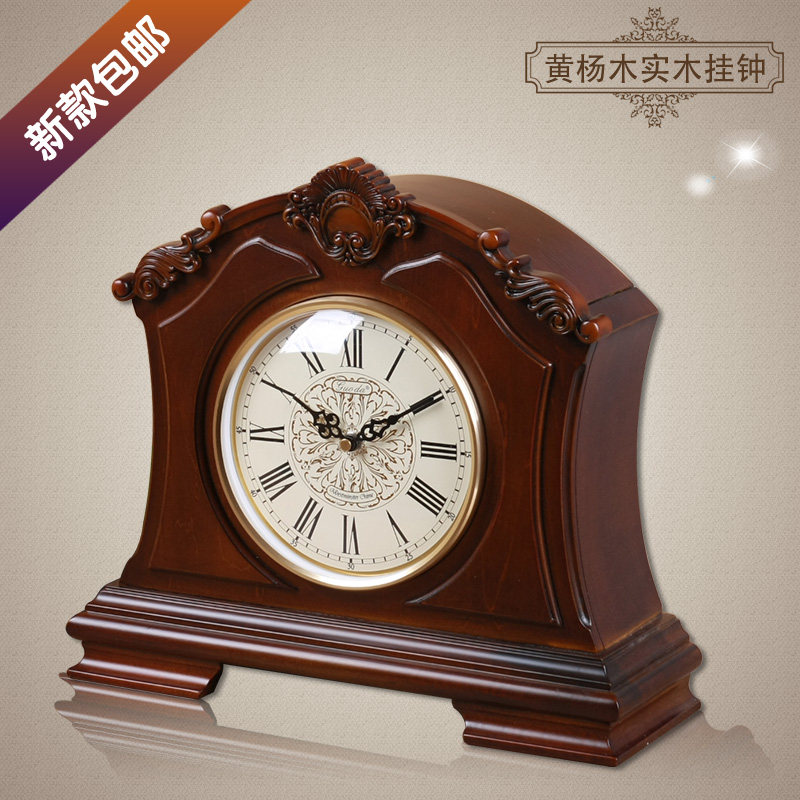 TQJ European-style solid wood silent seat clock bedside clock pendulum pieces living-room clock bedroom sweep seconds with whole point newspaper