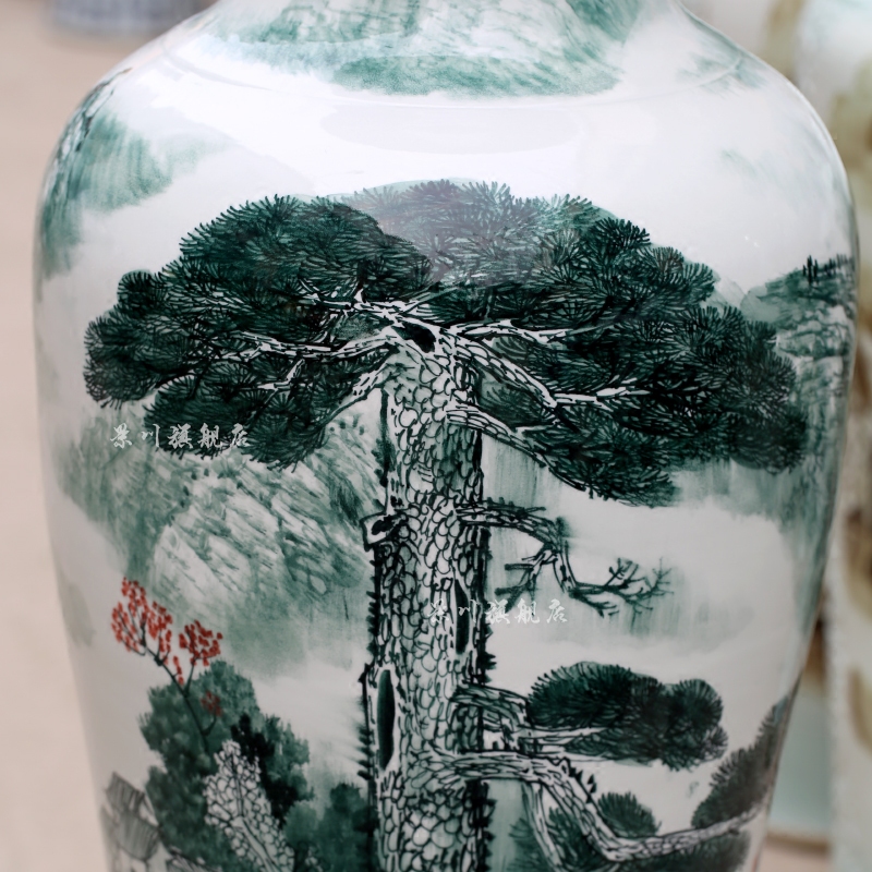 Jingdezhen ceramic big vase hand - made color ink guest - the greeting pine sitting room hotel home furnishing articles landing Chinese arts and crafts