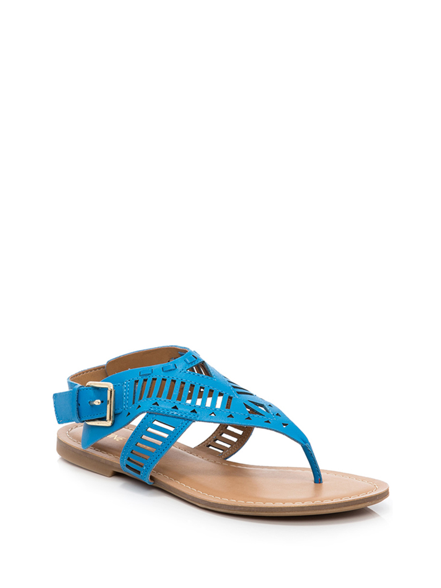 Nine West/玖熙 湖蓝色几何镂空夹脚平底鞋