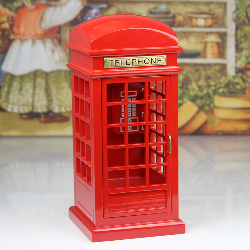 Guo's Yijia wood red phone kiosk Music box eight-tone box Creative Valentine's Day Birthday Girl Romance