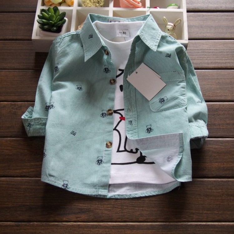 Baby Boy Shirt Long Sleeve Pure Cotton Slim Fit Boy 6 Baby Spring Autumn Clothing Summer 1-3 Year Old Jacket Boy Shirt Inch