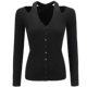 Áo len cardigan nữ 2018 đầu xuân đan áo khoác nữ dài tay áo sơ mi mỏng Áo khoác đen áo len nữ hàng hiệu Cardigan