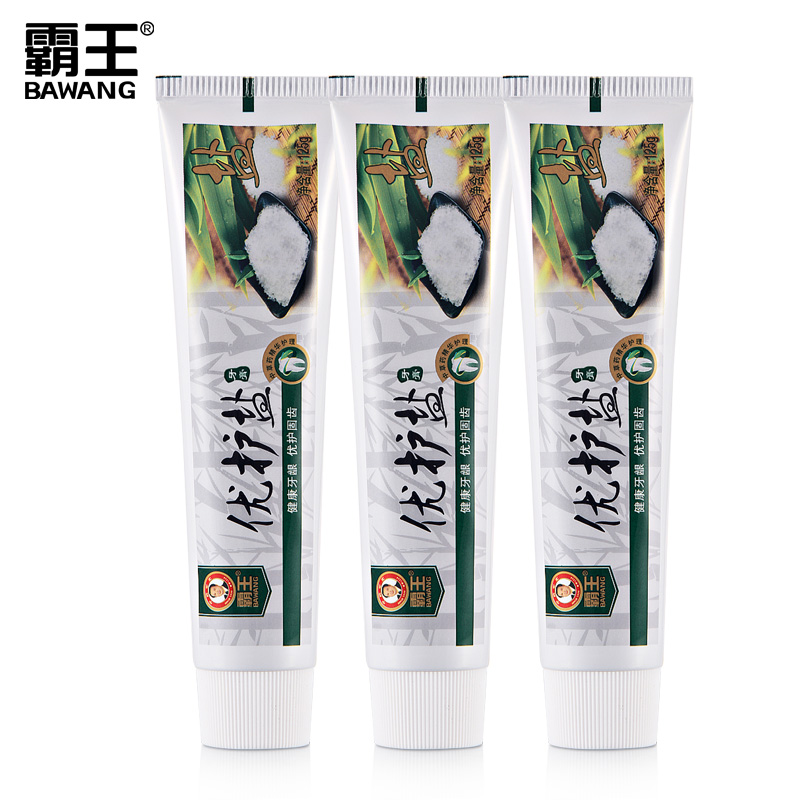 霸王优护盐牙膏125g*3支 坚固健康口腔固齿清新口气预防蛀牙
