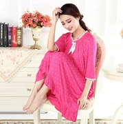 Váy ngủ nữ mùa thu cotton Hàn Quốc tay áo ngắn lỏng lẻo XL modal đồ ngủ nữ dịch vụ tại nhà ngọt ngào dễ thương mùa xuân