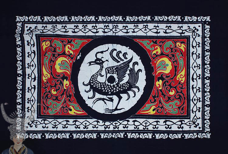 Handmade batik long tablecloth Batik painting Wall-mounted tablecloth Door curtain tile Suzaku 112*156cm