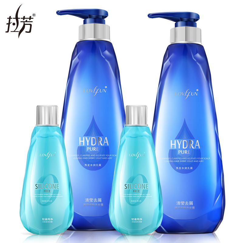 拉芳清莹去屑透明质酸洗发水550ml*2+无硅油轻盈控油洗护80ml组合