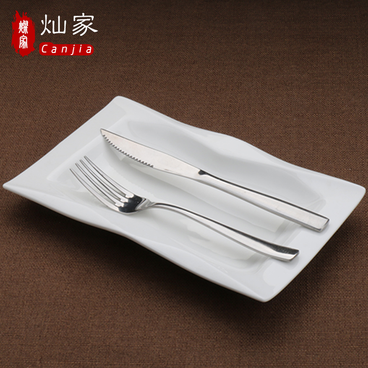 Can is home pure white ceramic plate special - shaped ceramic plates of sushi plate rectangular dinner plate starch plate steamed vermicelli roll plate