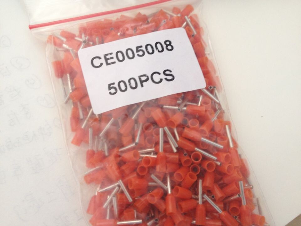 CE005008 European-style tubular terminal needle shaped wiring terminal 0 5 squared orange color 1000 only