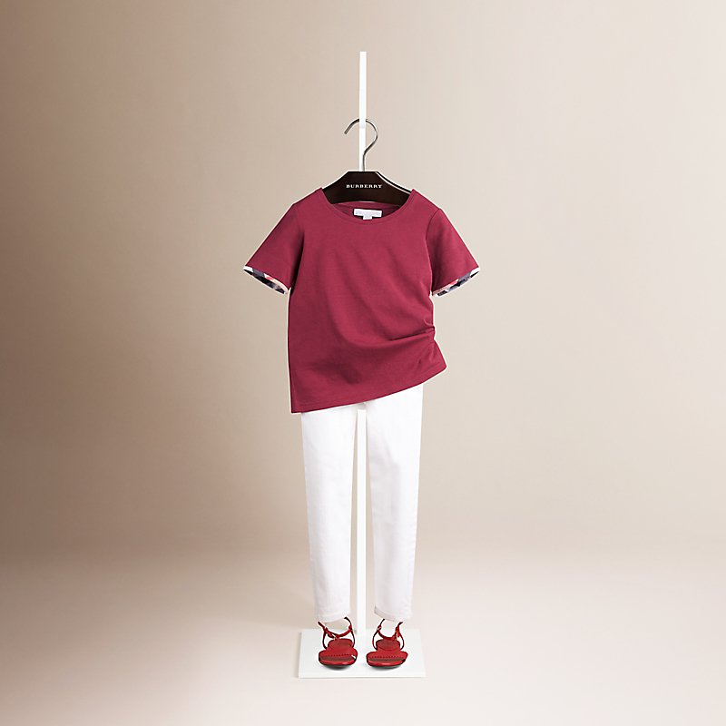 Burberry博柏利 格纹装饰棉质 T 恤衫 39980211