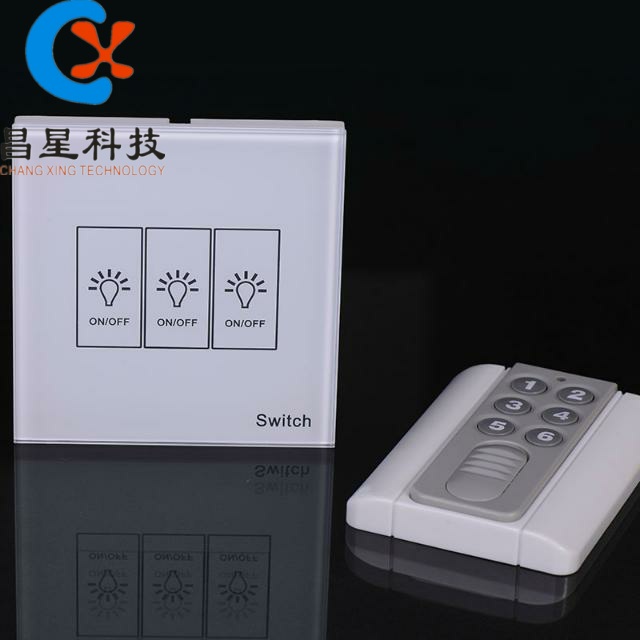 86 type three-way wireless remote control switch surface wall lamp induction touch screen single fire wire with base remote control