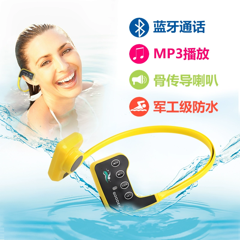 Xương dẫn truyền bơi Tai nghe Bluetooth không thấm nước mp3 máy nghe nhạc dưới nước gắn trên đầu thể thao Walkman - Máy nghe nhạc mp3