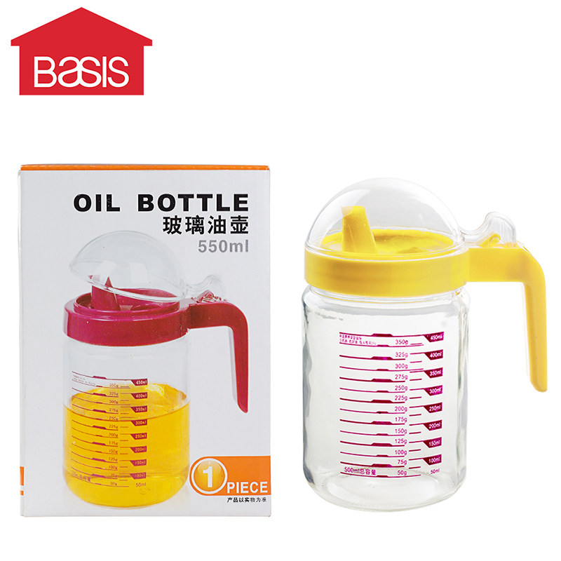 【天猫超市】贝瑟斯玻璃油壶 防漏调味瓶 酱油瓶550ML 颜色随机