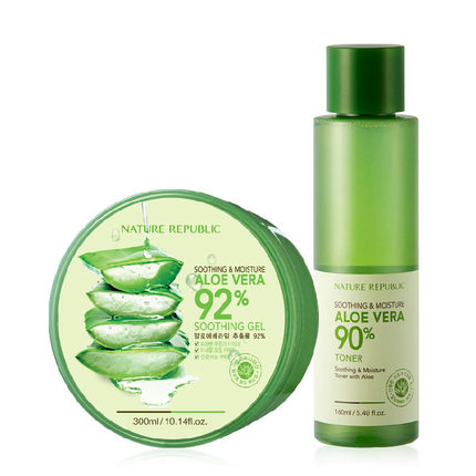 Naturerepublic自然乐园水润芦荟2件套组芦荟胶300ml 芦荟水160ml