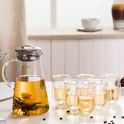 Teraz cold water bottle cold water cup set combination glass cold water bottle heat-resistant flower and fruit teapot household water tool