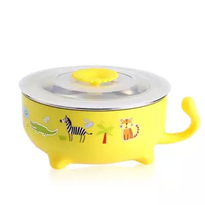 Korean single handle Rice Bowl Children's tableware children's bowl baby bowl non-staple food bowl eating bowl 304 stainless steel anti-drop
