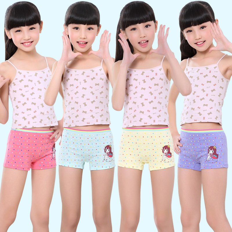 1 Children's underwear 3 girls flat angle middle child 6 pure cotton 8 baby girl children's shorts 12 four corners 15-year-old children