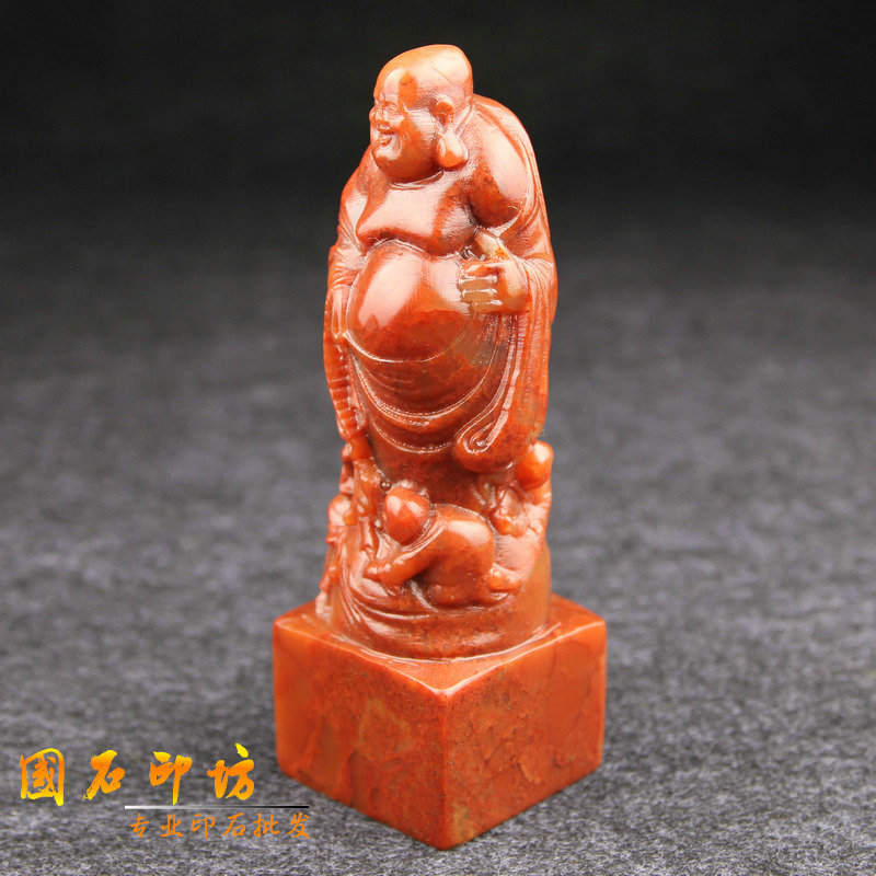 4x4x12cm Shoushan stone three sub-hugging Buddha seal gold stone seal engraving seal stone custom practice chapter material original stone