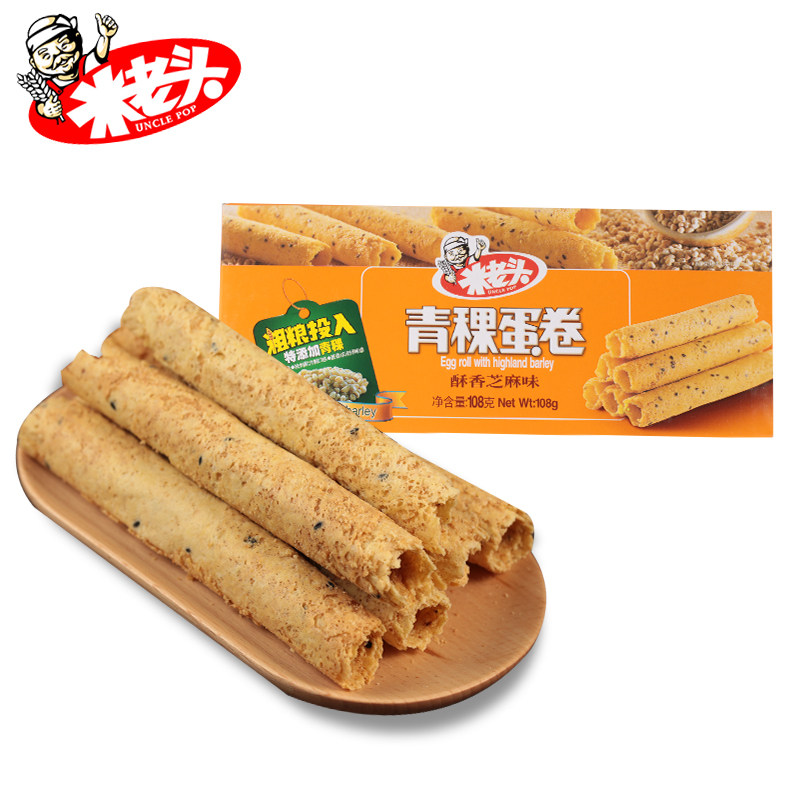 【天猫超市】米老头 青稞蛋卷酥香芝麻味108g 香脆卷早餐休闲零食