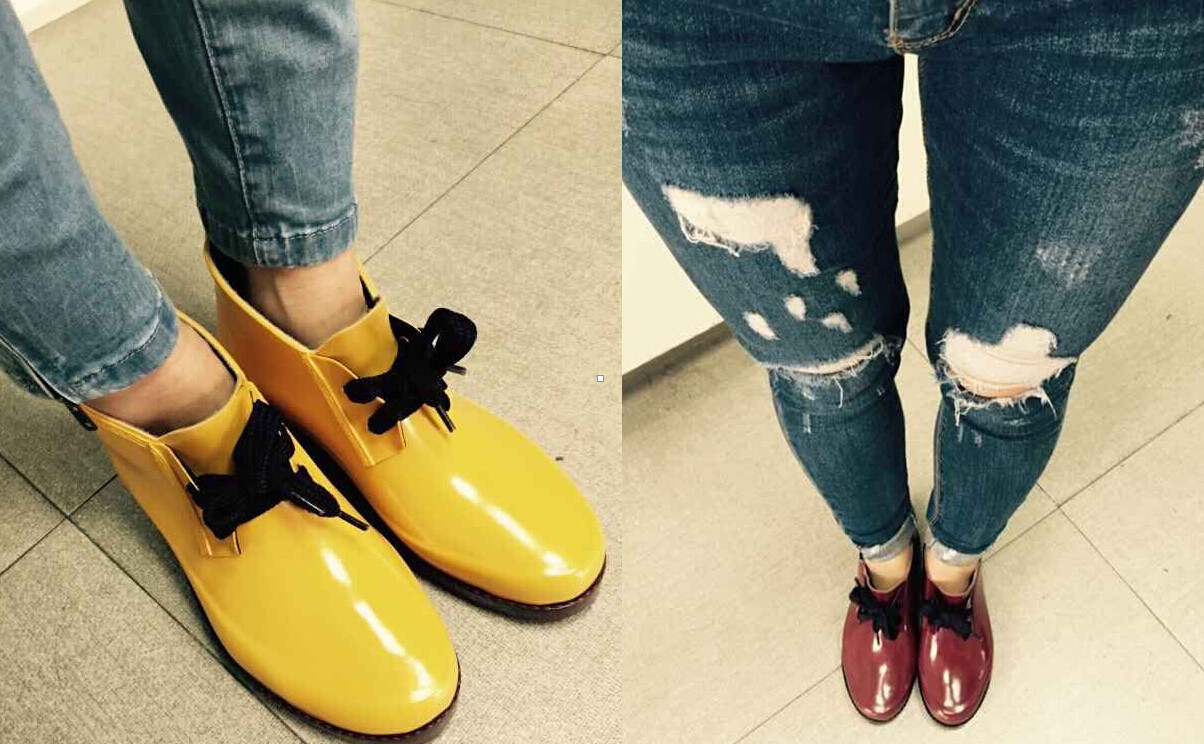 Good-looking rubber shoelaces ankle rain boots, rain boots, ultra-light bottom, convenient, practical and handsome, women's 2-color into the short tube