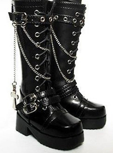 (Spot) BJD SD Doll Shoes Cross Long Boots 1 3 1 4 Uncles Male Shoes Black White