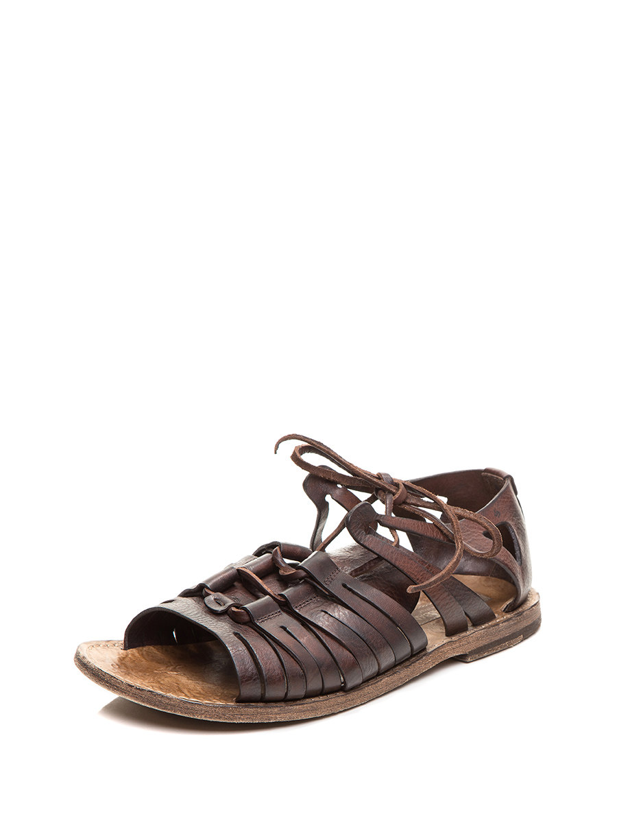 Dolce&Gabbana 棕色做旧镂空拼接高帮凉鞋