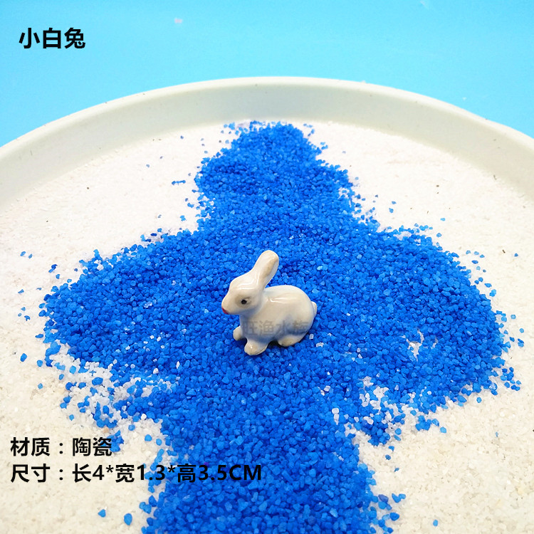 Mini cute minimalist white Ceramic Animal Rabbit Pendulum bonsai decorated with multi-meat swinging pieces Aquatic Fake Mountain Accessories