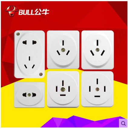 Bull bright-mounted socket two feet 10A flat round two holes 2 eyes 220 volt single-phase wall safety plug board GN-Z1