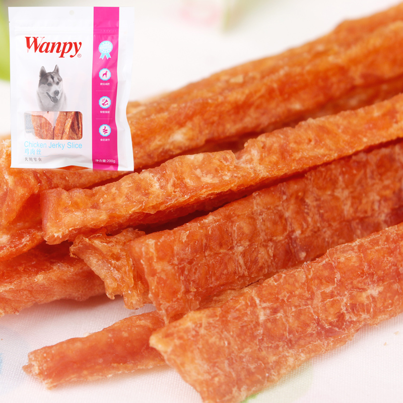 宠物零食 顽皮狗狗硬鸡小胸肉条/丝 训练用犬零食肉干 200g狗食品