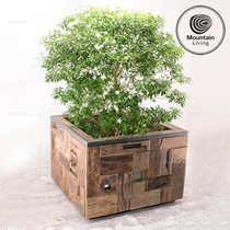 Imported Old Teak Wood Large Flower Pot Floral Flower Slot Subfloral Decoration Balcony Outdoor Indoor Fence Home Square