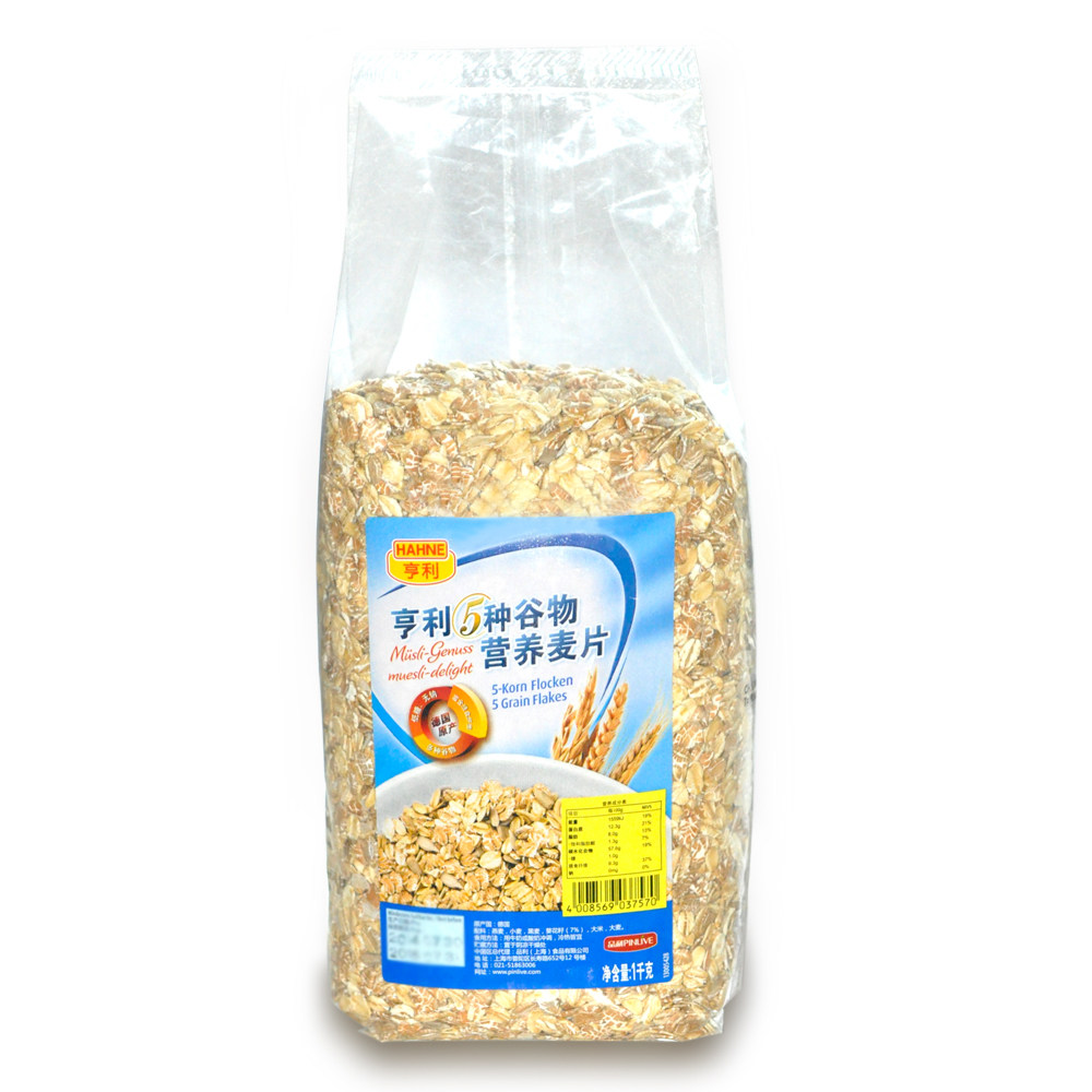 【天猫超市】德国进口 亨利5种谷物营养麦片1kg/袋 早餐冲饮