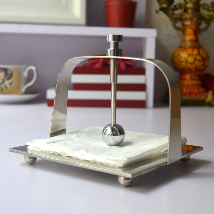 Boutique thickened stainless steel tissue holder countertop tissue holder KTV bar household tissue clip square tissue holder
