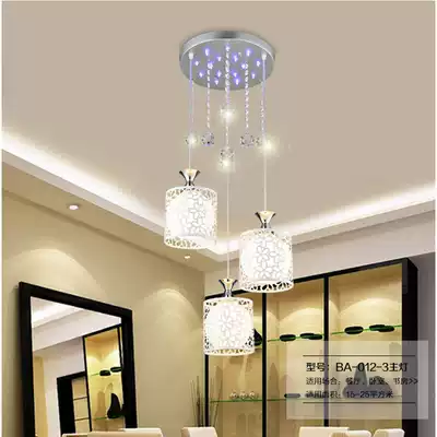 Dining room chandelier three-head led chandelier crystal personality creative bar dining room table lamp simple hanging lamp