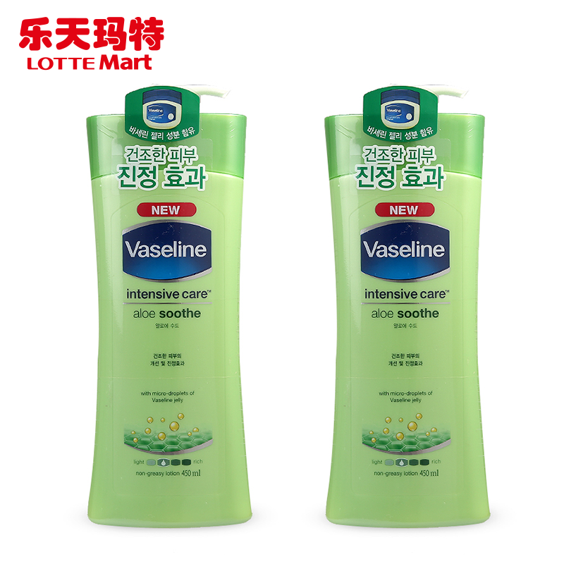 LotteMart乐天玛特 Vaseline 倍护芦荟舒缓润肤露 450mlx2