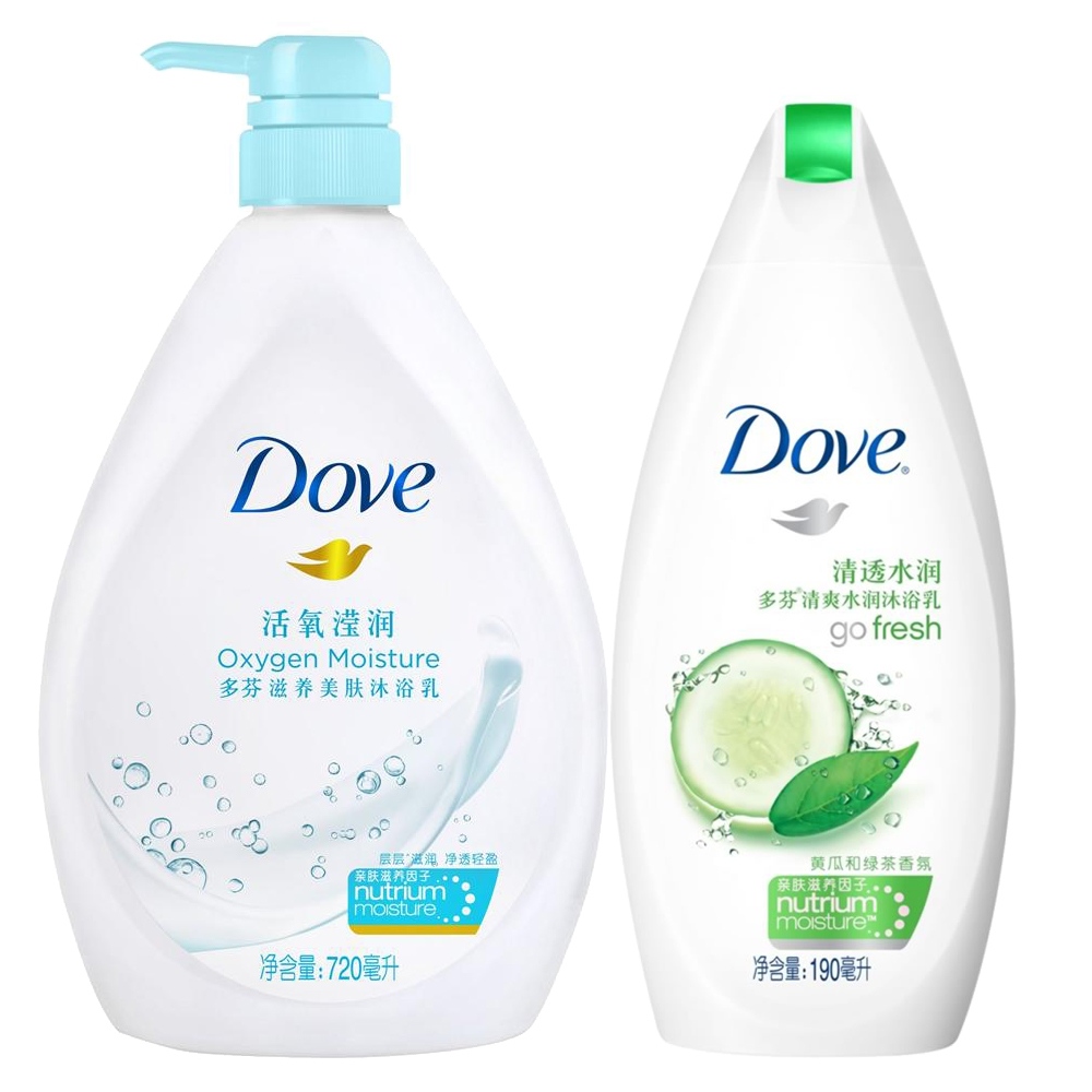多芬活氧滢润滋养美肤沐浴乳 720ml+ 清透水润 190ml