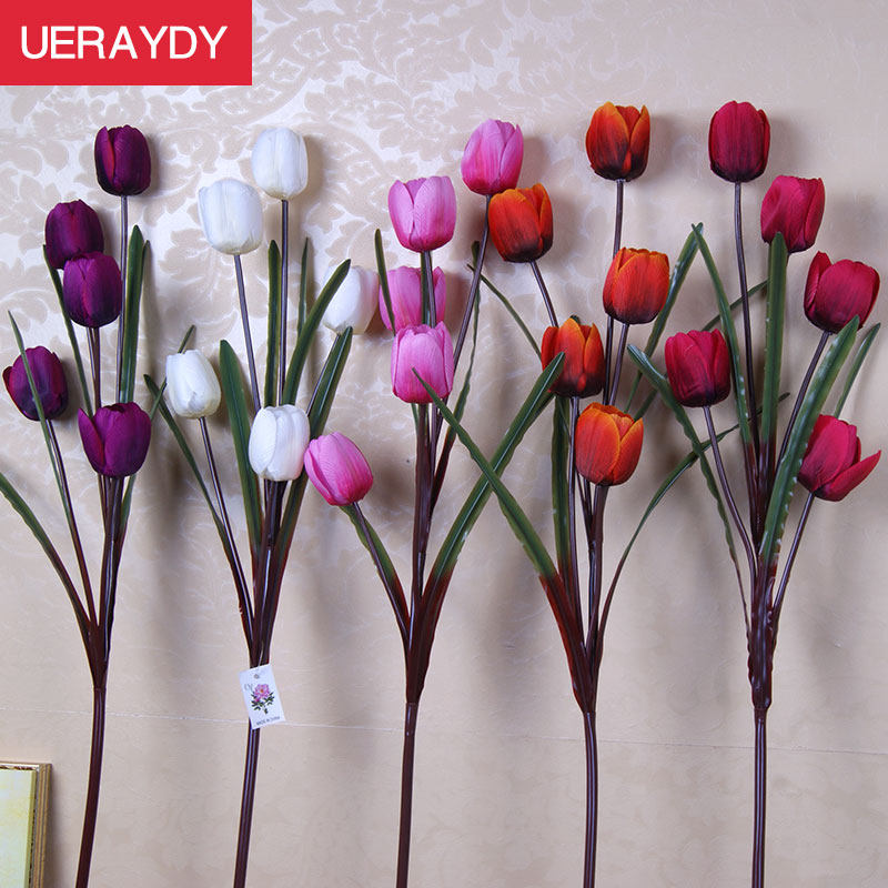 Tulip simulation flower fake flower fabric flower silk flower plastic flower living room floor-to-ceiling set decorative flower arrangement flower arrangement