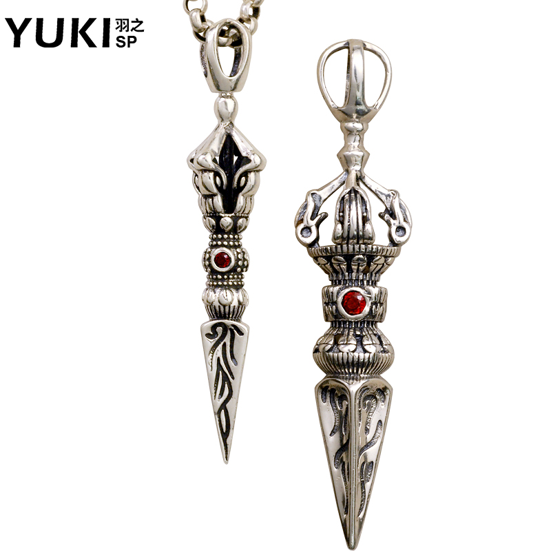 YUKI男士银项链 925银泰银饰品 开光降魔杵 金刚杵开鸿运挂坠挂饰